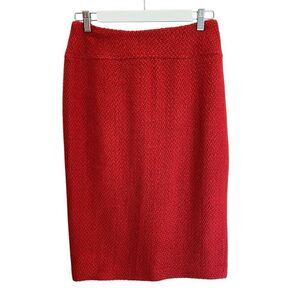 Moulinette Soeurs Anthropologie Red Wool Blend Tweed Pencil Skirt Women's 2